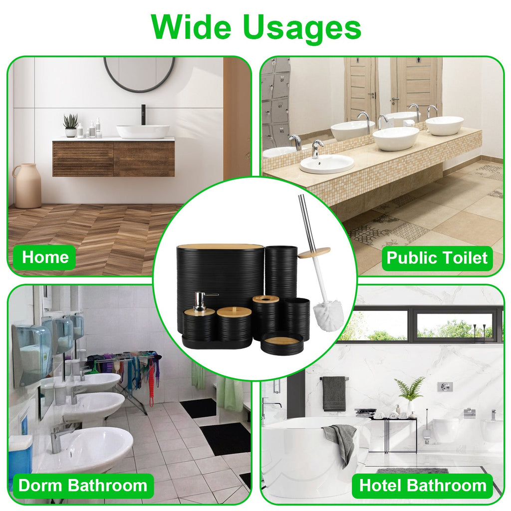 5 Colors Options -- Set Of 8Pcs Bathroom Accessories Set Bathroom