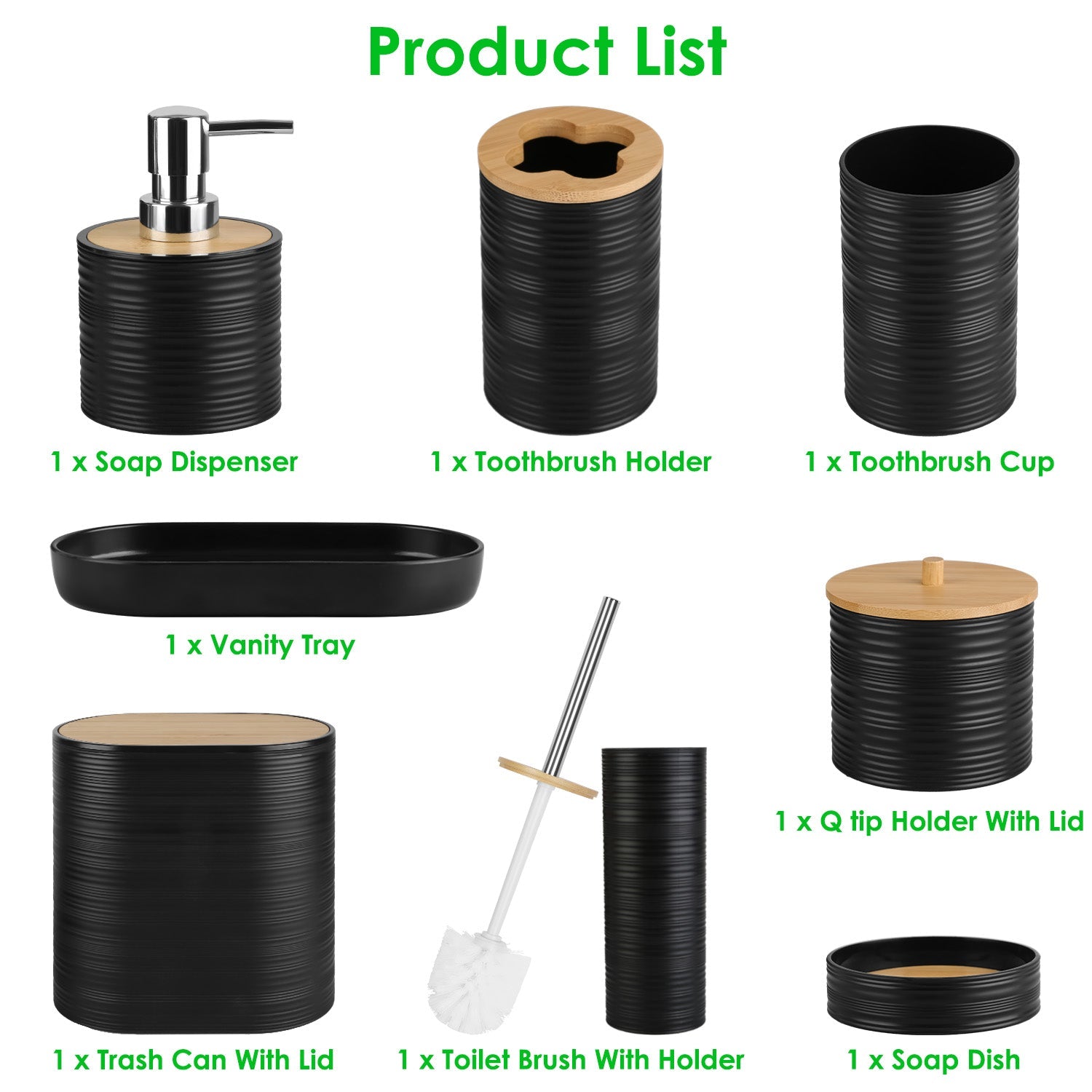 5 Colors Options -- Set Of 8Pcs Bathroom Accessories Set Bathroom