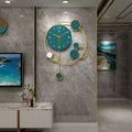 Vertical Orbit Design Wall Clock, Green and Gold